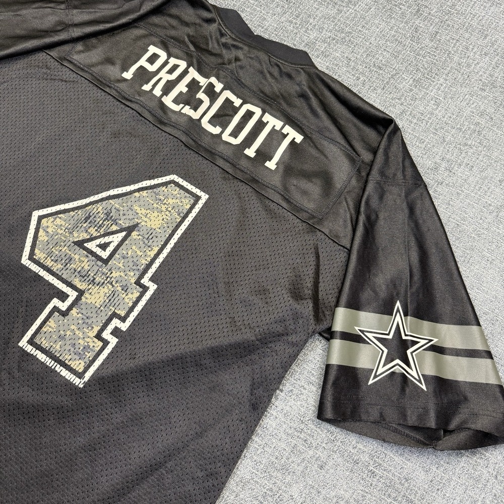 Dallas Cowboys NFL Salute To Service Dak Prescott Jersey Black Camo #4 L